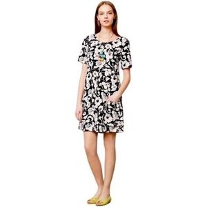 Maeve Anthropologie Zola Floral Motif Shift Tunic Pocket Dress in Black White 4